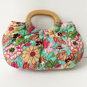 14. Vera Bradley Kelly Bag with Wood Handles
